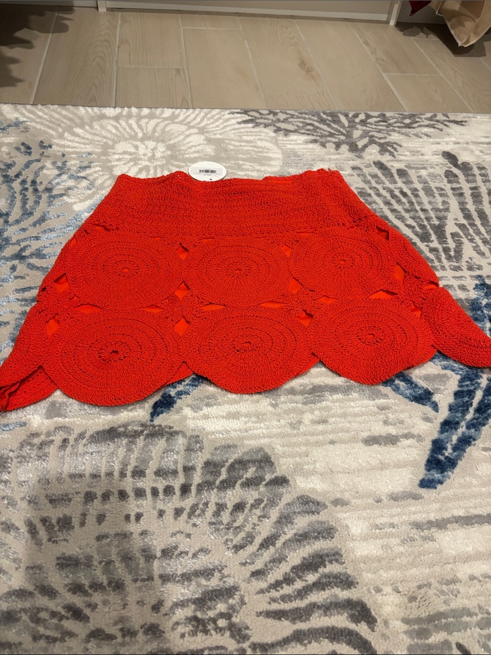 NWT Fore Circle Crochet Mini Skirt size large in orange